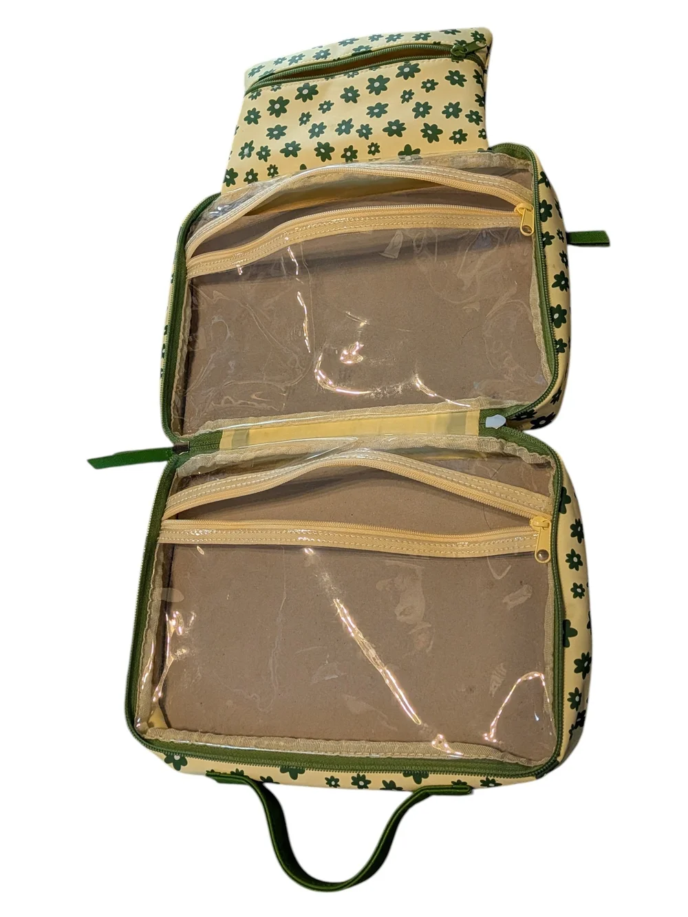 Traveler Floral Print Makeup Case - Green